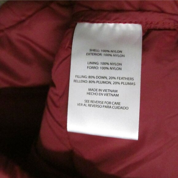 EDDIE BAUER Womens L Burgundy Short Goose Down Puffer Coat - Picture 8 of 9